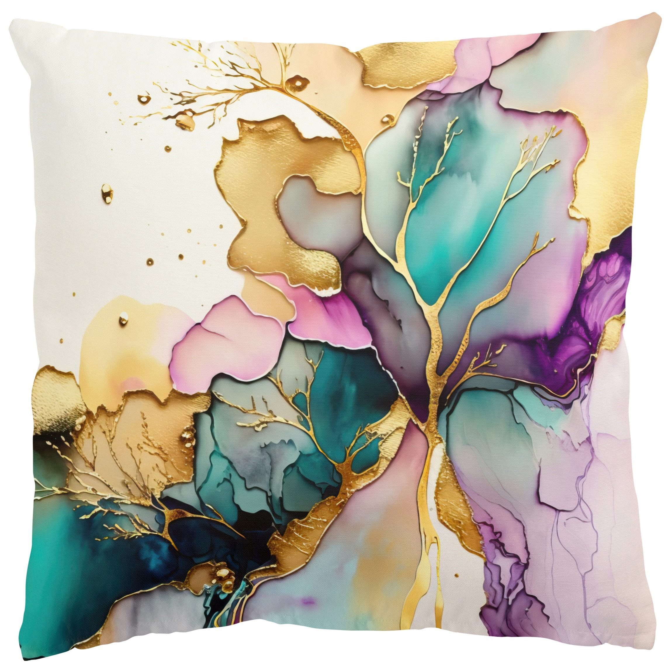 Bilderdepot24 Dekokissen drinnen / draußen Kissenhülle gold originell, Bezug Aquarell mit / ohne Füllung Zierkissen Outdoor Sofa Bett