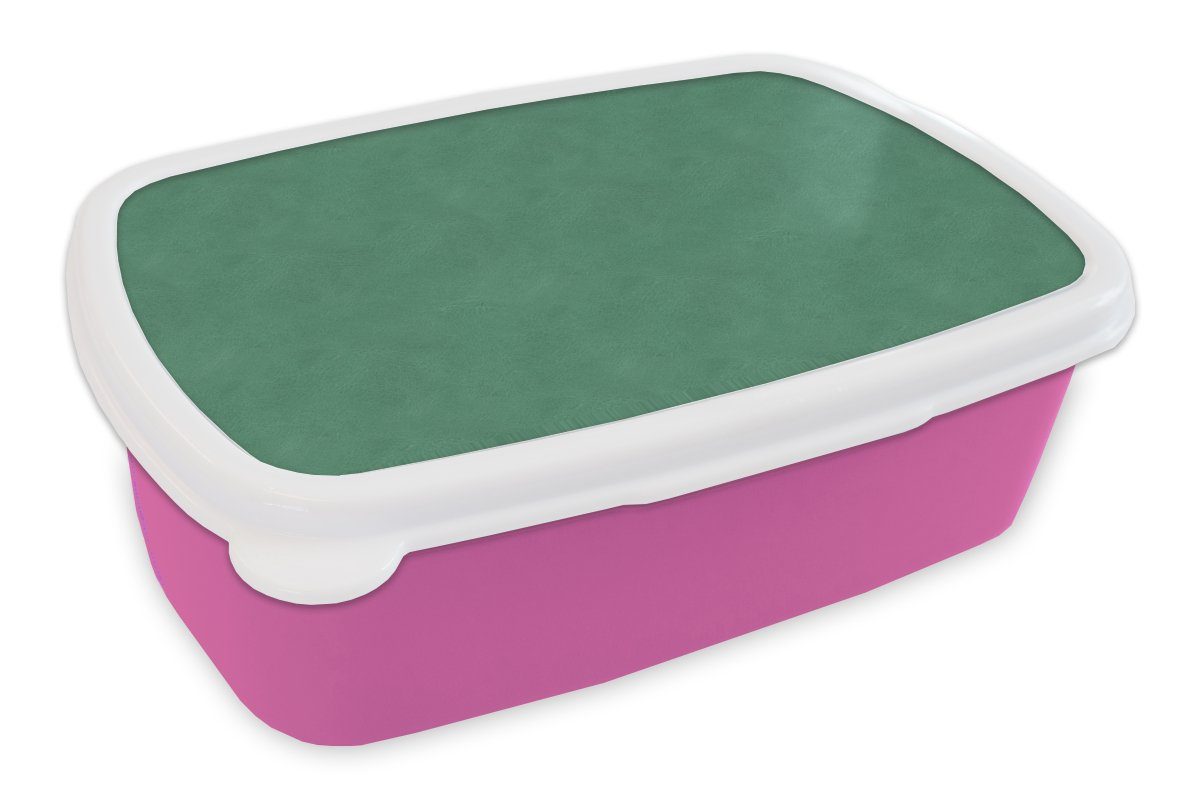 MuchoWow Lunchbox Leder - Blau - Tierhaut, Kunststoff, (2-tlg), Brotbox für Erwachsene, Brotdose Kinder, Snackbox, Mädchen, Kunststoff rosa