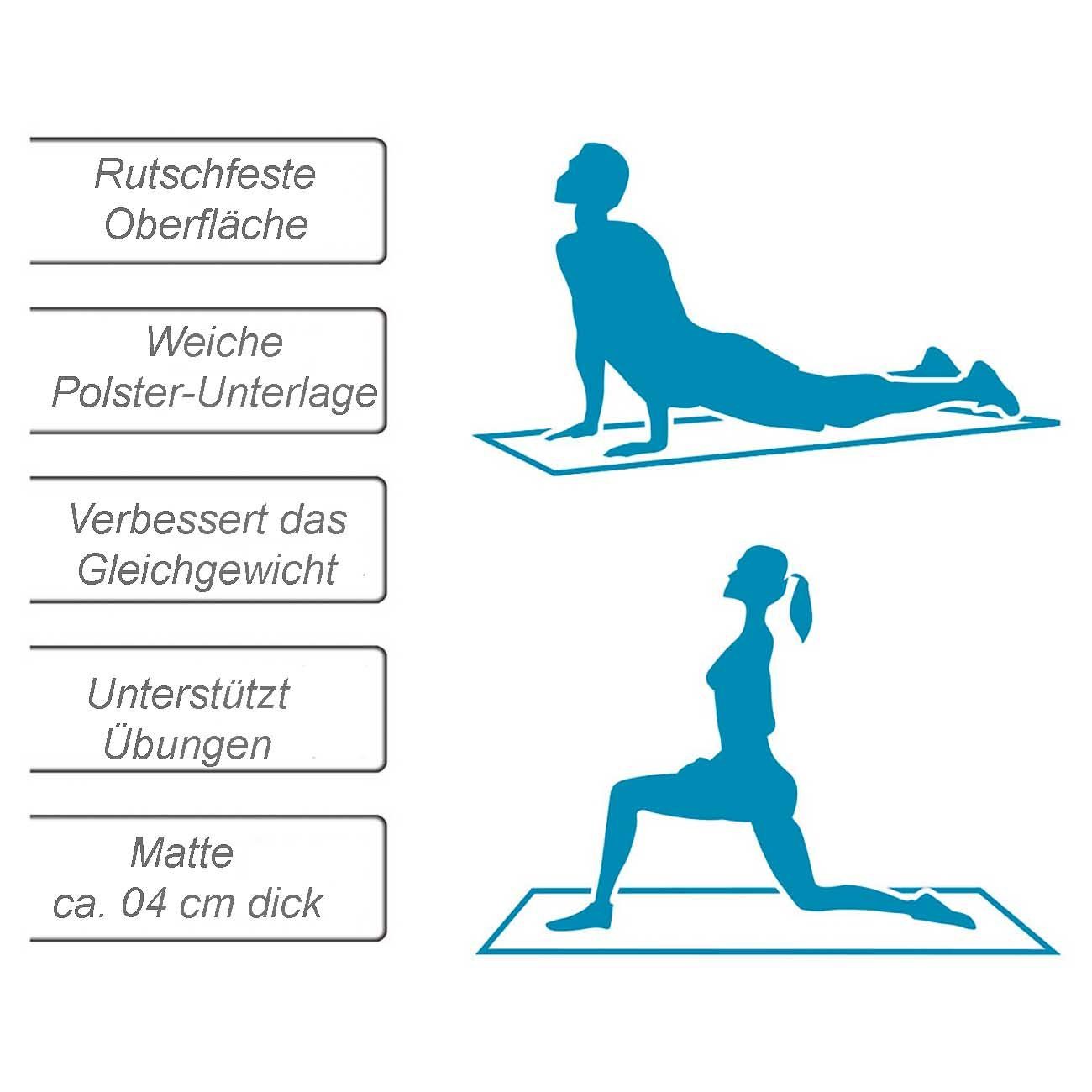 Umbro Yogamatte Fitnessmatte (Sportmatte Yogamatte mit Tragegurt), aufrollbar abnehmbarem schwarz