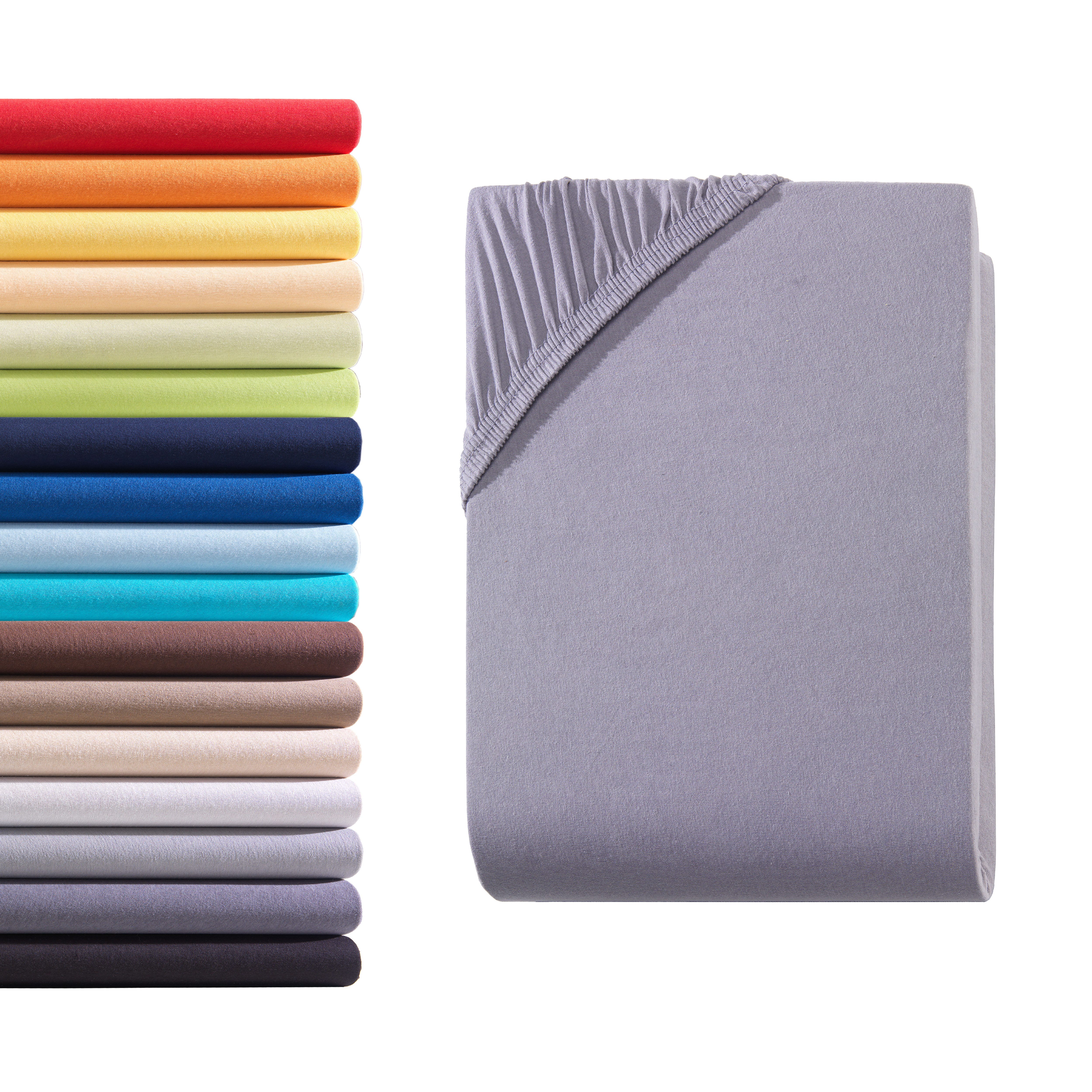 Hometex Premium Textiles Spannbettlaken Jersey Spannbettlaken 100% Baumwolle, Jersey, Gummizug: Rundumgummizug, Premium-Jersey Matratzenhöhe bis 23 cm