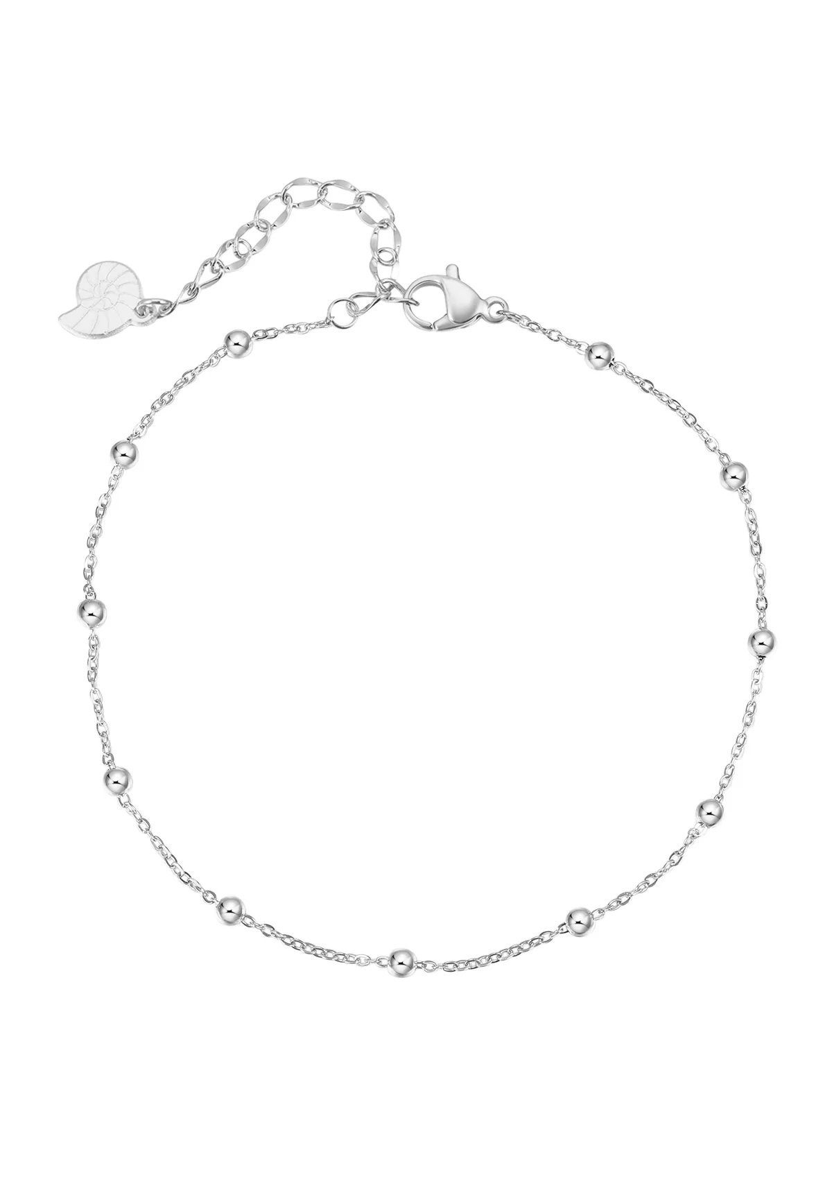 Hey Happiness Fußkette Dots, 18K Vergoldete Erbskette für Sommer, Satellite Fußkettchen Edelstahl für Damen, wasserfest