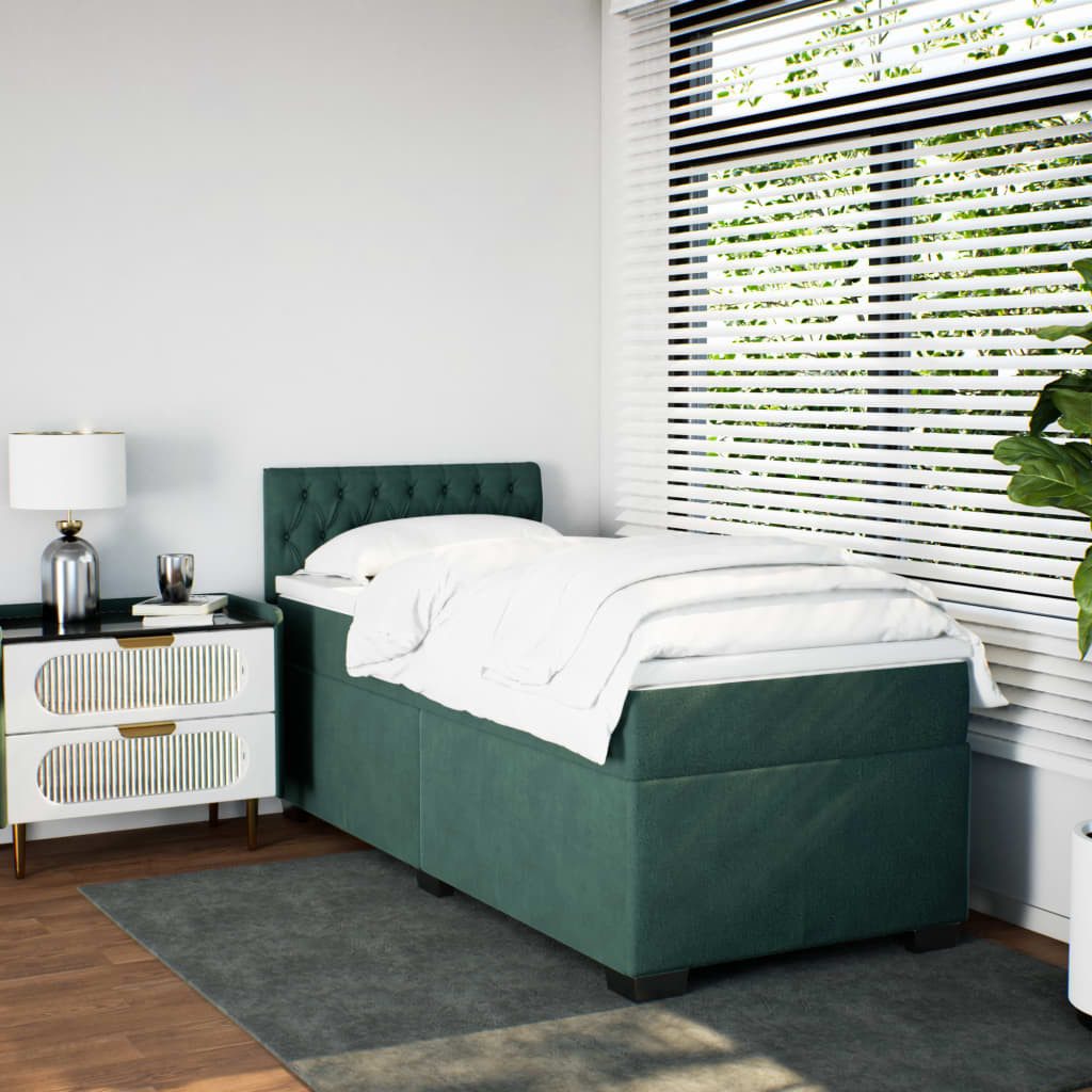 vidaXL Bett Boxspringbett mit Matratze Dunkelgrün günstig online kaufen