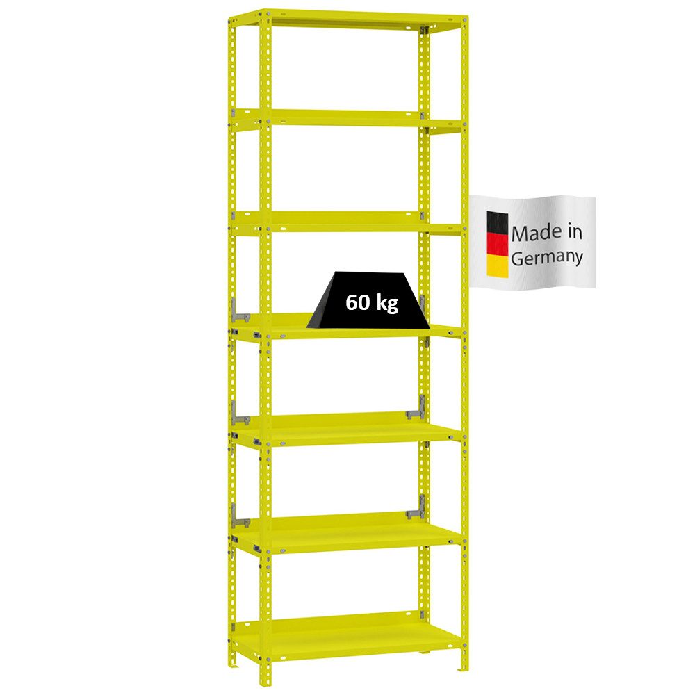 PROREGAL® Schwerlastregal Wohnregal Metallregal MAGNUS 220x75x30cm mit 7 Stahlplatten-Ebenen, Desgin Made in Germany Pulverbeschichtet 60kg/Ebene 420kg Gesamtla – Bild 2 von 5