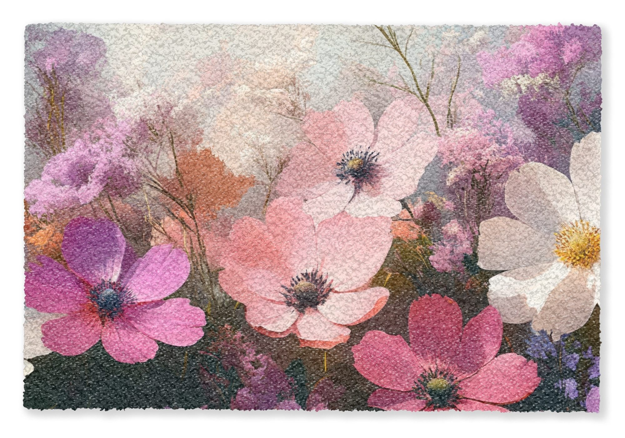 MuchoWow Fußmatte Blumen - Bunt - Blühend, Rechteckig, innen Schmutzfangmatte, Tür, Schmutzfänger Flur, Teppich, 60x40 cm