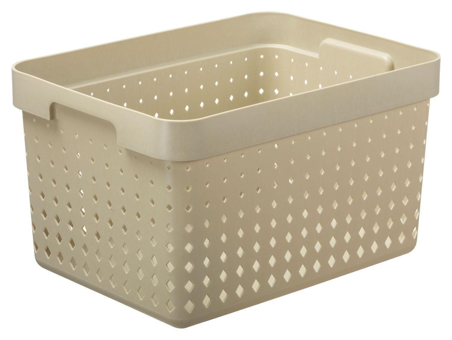 Plast Team Aufbewahrungsbox SEOUL, B 35,7 x H 26,8 cm, Beige, Kunststoff, Stapelbar, mit Diamantlochung