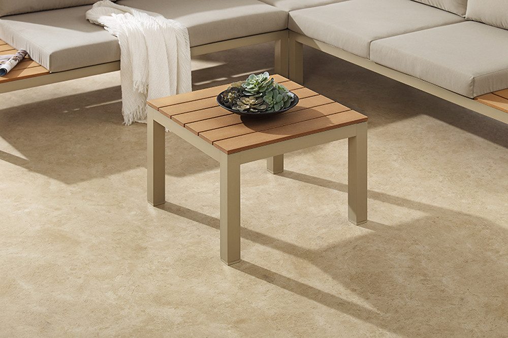 riess-ambiente Gartentisch ORLANDO LOUNGE 60cm greige natur · wetterfester Outdoor-Beistelltisch (Einzelartikel, 1-St), Terrasse · Metall · Outdoor-Gartentisch  – Bild 4 von 5