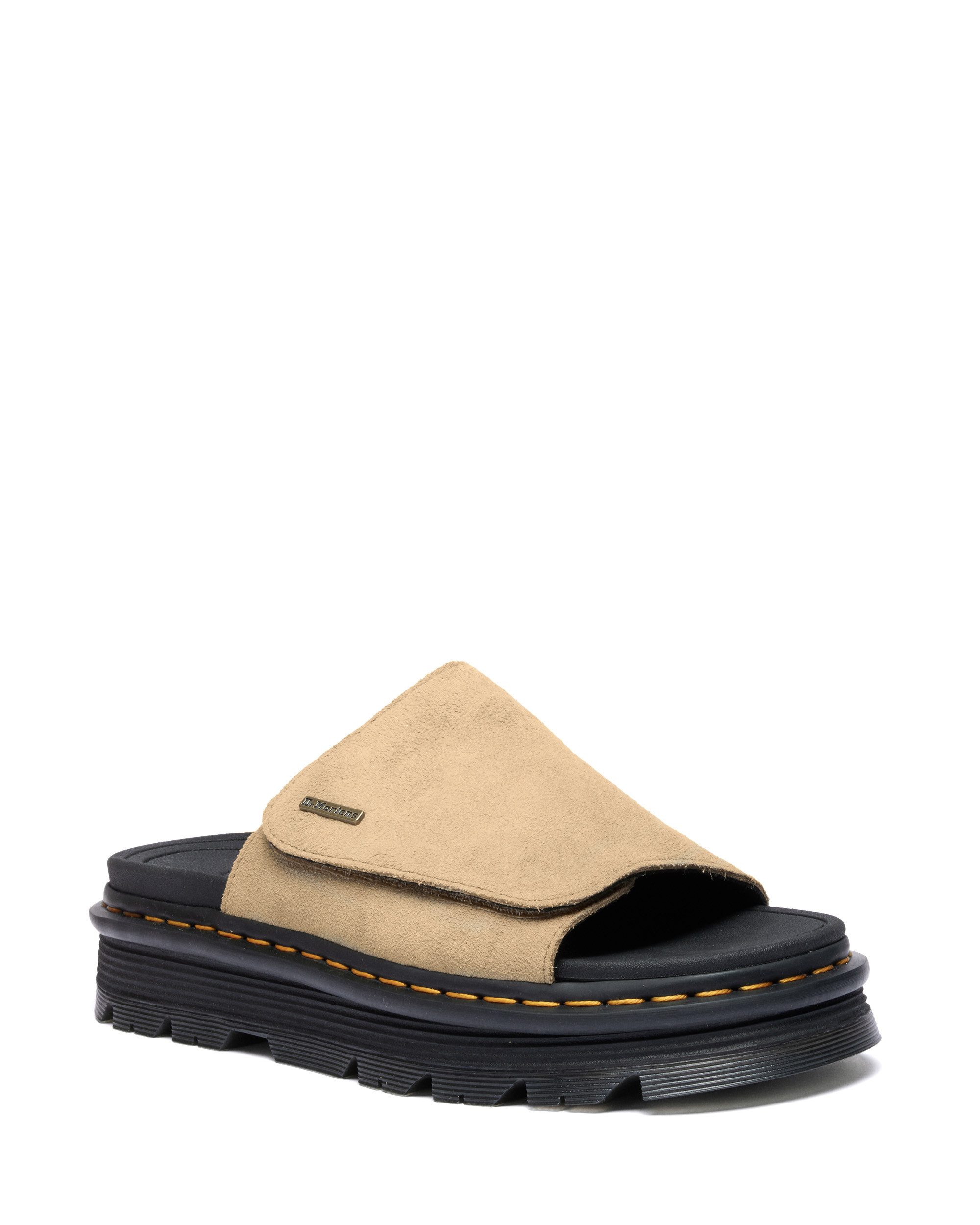 DR. MARTENS Zebzag Pantolette Plateau Slipper, Sommerschuh, Schlupfschuh mit großer Klett-Bandage