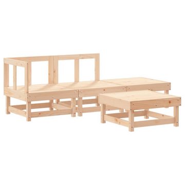 vidaXL Gartenlounge-Set 4-tlg. Garten-Lounge-Set mit Kissen Massivholz, (4-tlg)