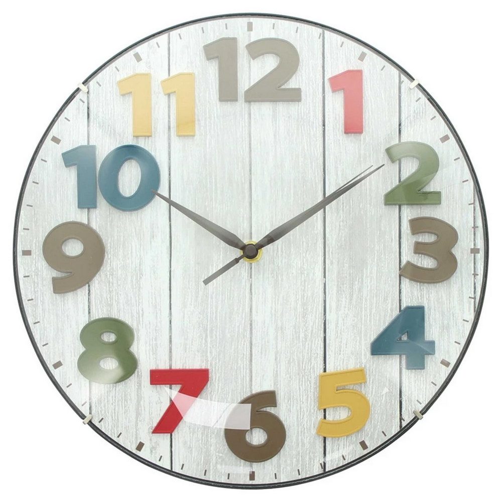 Home-trends24.de Wanduhr bunt Wanduhr Wanddeko batteriebetrieben analogen Zifferblatt Rund