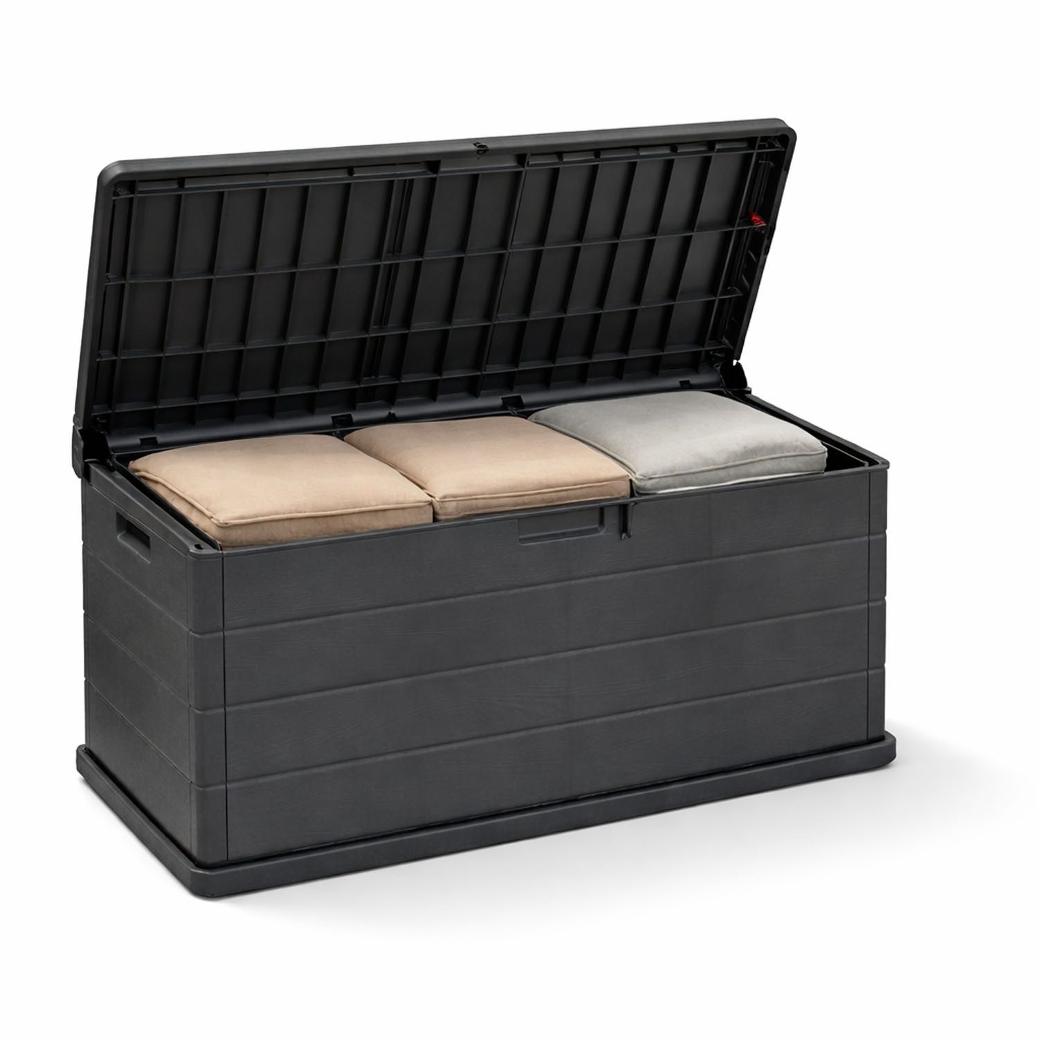 Mojawo Auflagenbox XL Auflagenbox Sitzbank 2 Personen Kunststoff Anthrazit 340L