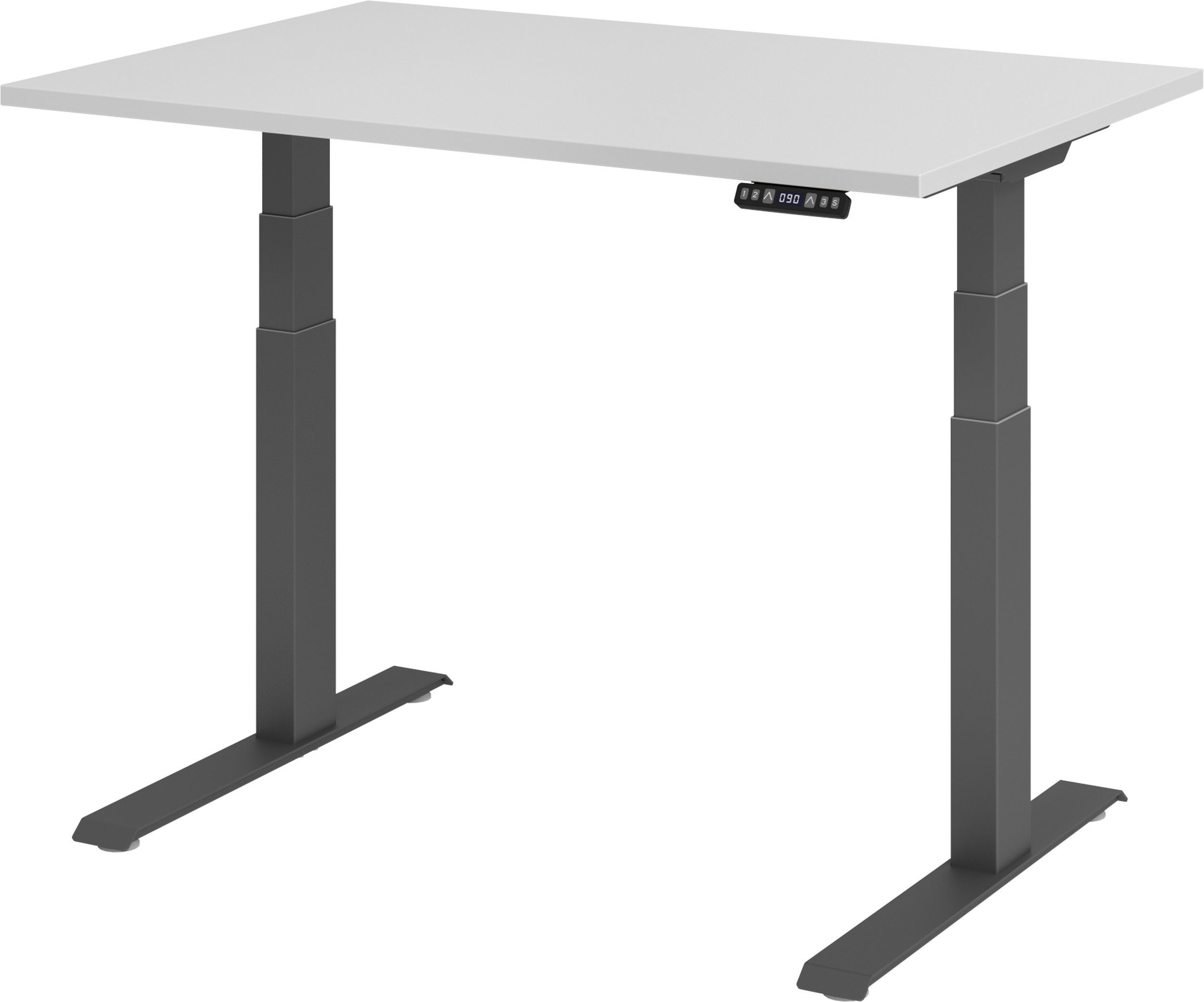 bümö Schreibtisch Schreibtisch elektrisch XDKB, Rechteck: 120 x 80 cm - Dekor: Grau - Gestell: Graphit Graphit | Grau