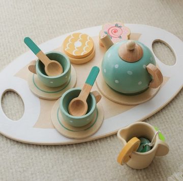 SOTOR Kinder-Küchenset Teeservice Kinderküche Zubehör, Tee Set Holzspielzeug, (Teeparty Spielküche Rollenspiele), Küchenspiele Holz, Geschenk für Kinder Mädchen Jungen