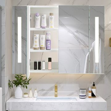 CLIPOP Badezimmerspiegelschrank Wandschrank (1er Set) 80x60x15cm Hängeschrank LED Spiegelschrank mit Touchschalter