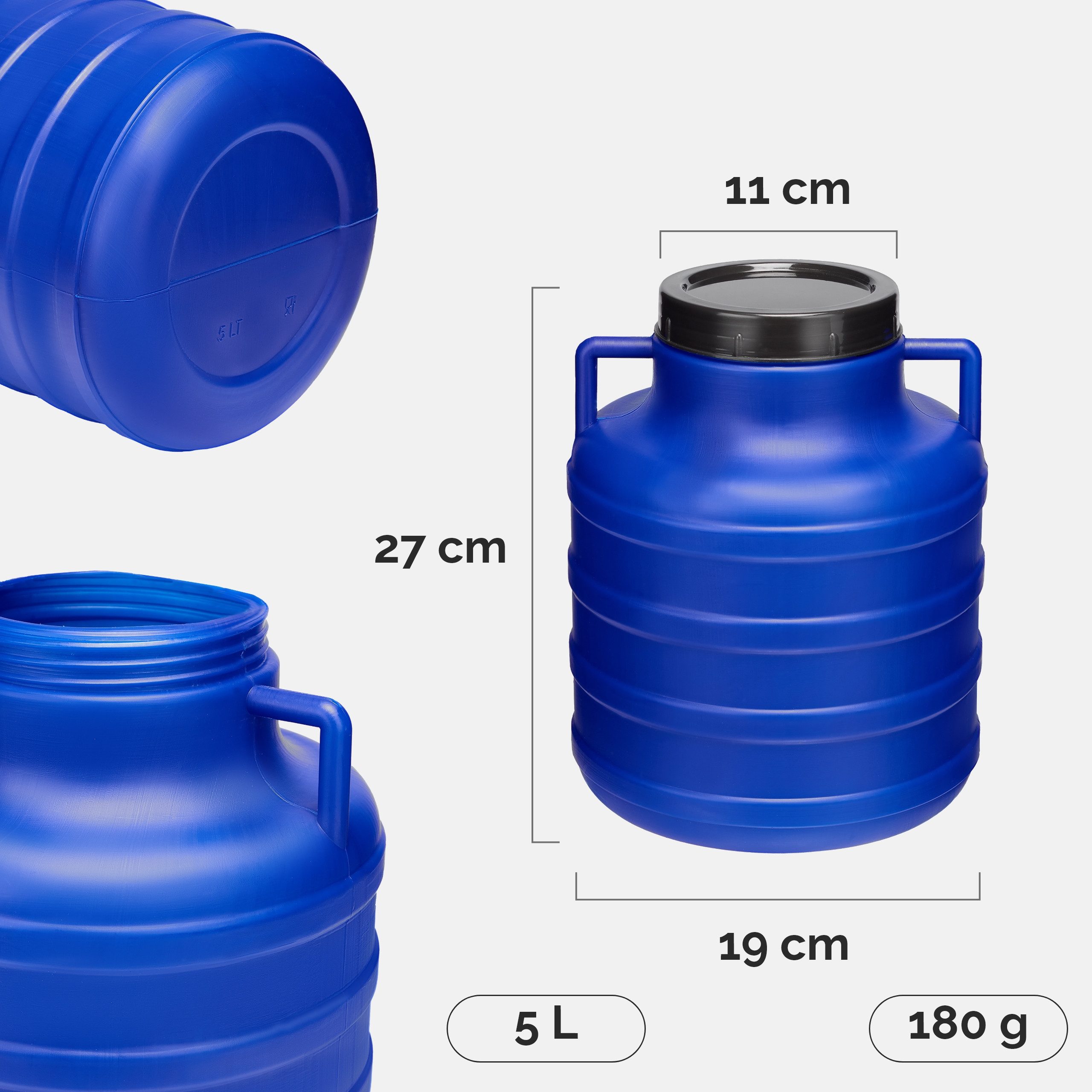 Garronda Regentonne 5L Lebensmittelfass Sauerkrautfass Hobbock Garten GD-0078, Blau, 5 l, (1-tlg) – Bild 3 von 5