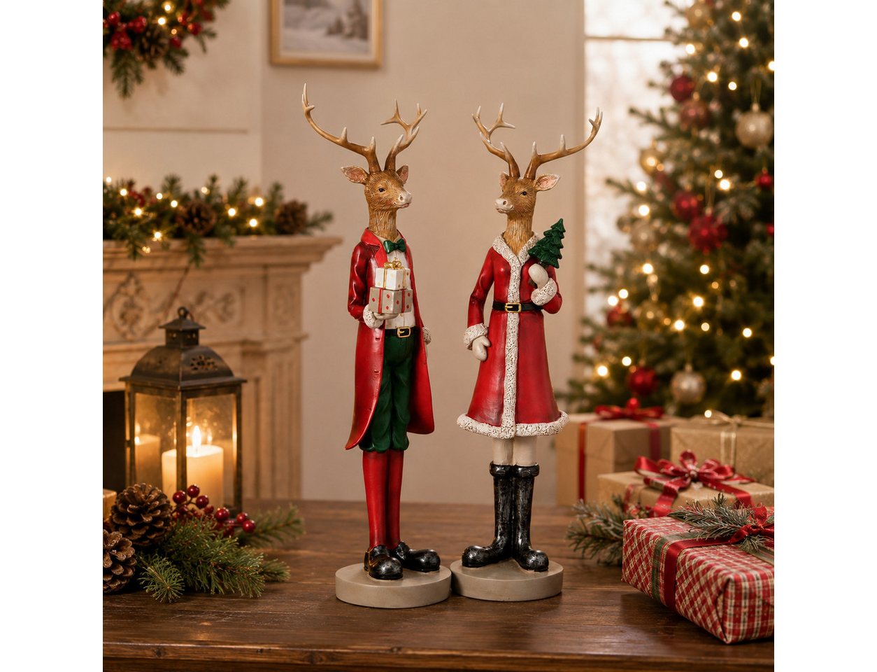 MF Weihnachtsfigur Weihnachtsfiguren Hirsch Noelio 2er Set 43,5 cm (1 St)