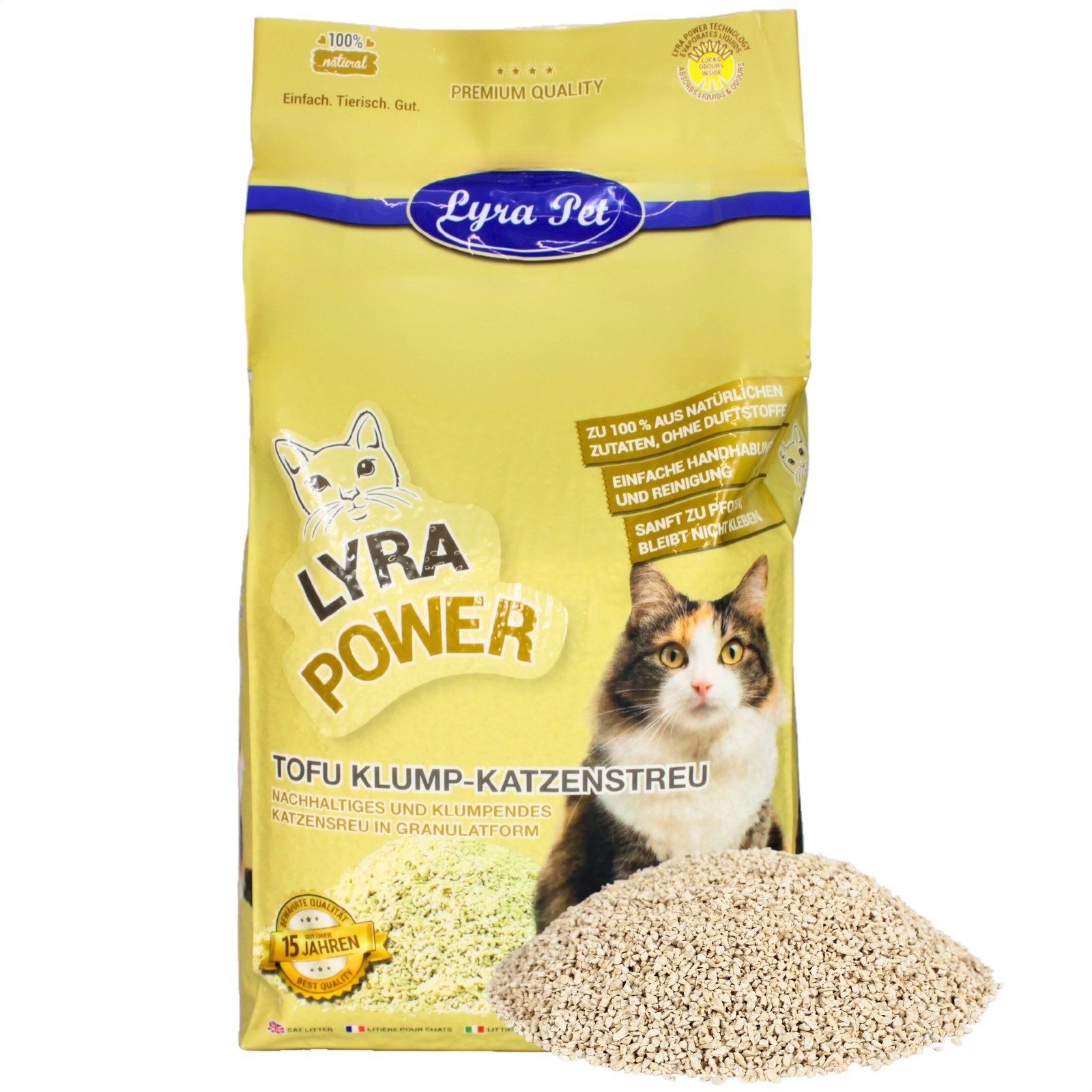 Lyra Pet Katzenstreu 7,5 kg Lyra Pet® Tofu Katzenstreu klumpend, klumpend, staubfrei, Biologisch abbaubar