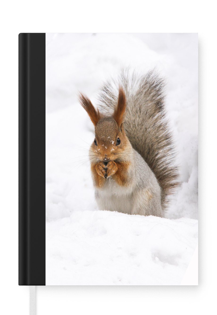 MuchoWow Notizbuch Eichhörnchen - Tier - Schnee, Journal, Merkzettel, Tagebuch, Notizheft, A5, 98 Seiten, Haushaltsbuch