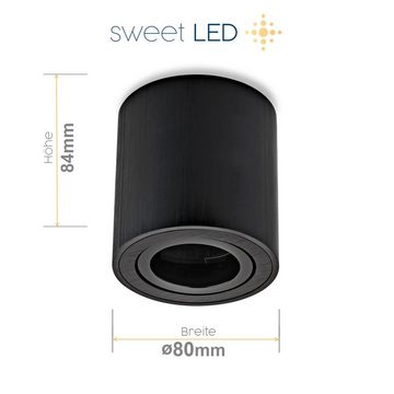 Sweet LED LED Deckenspots spots schwarz Aufbauspot GU10 5W Aluminium Deckenspots 230V, Leuchtmittel wechselbar, Warmweiß, Deckenaufbauleuchte, Aufbaustrahler, Deckenspot