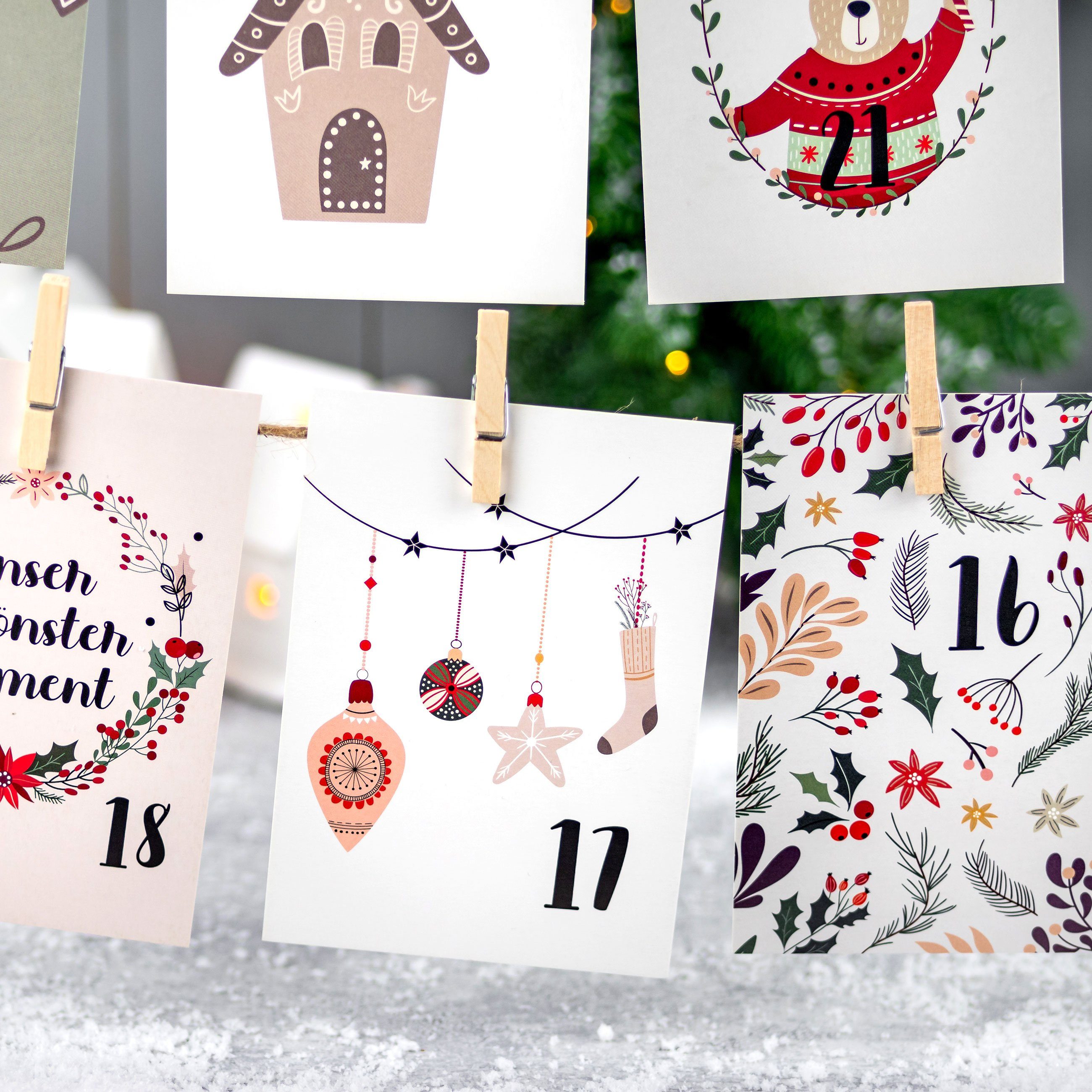 PAPIERDRACHEN Adventskalender 24 Karten Adventskalender - Geschenkidee in der Vorweihnachtszeit, zum Basteln und Verschenken – Bild 4 von 5