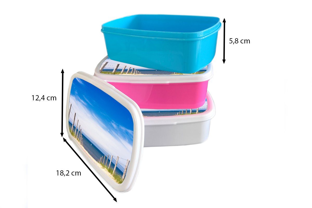 Mädchen, Kinder, Blau, Snackbox, MuchoWow Lunchbox Himmel (2-tlg), rosa Kunststoff Brotdose Kunststoff, - Brotbox - für Meer Erwachsene,