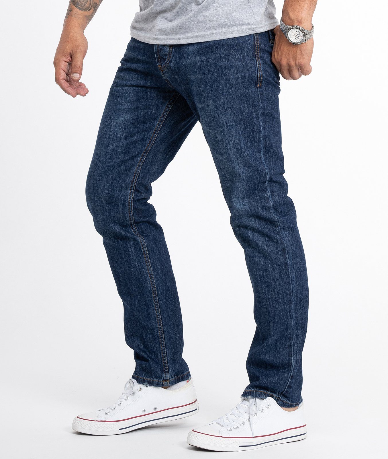 Lorenzo Loren Straight-Jeans Herren Jeans Regular Fit Blau LL-324 günstig online kaufen