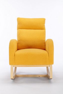 WISHDOR Schaukelstuhl Relaxstuhl Schaukelsessel, Teddy Fabric Upholstered Rocking Chair, Für Wohnzimmer/Schlafzimmer