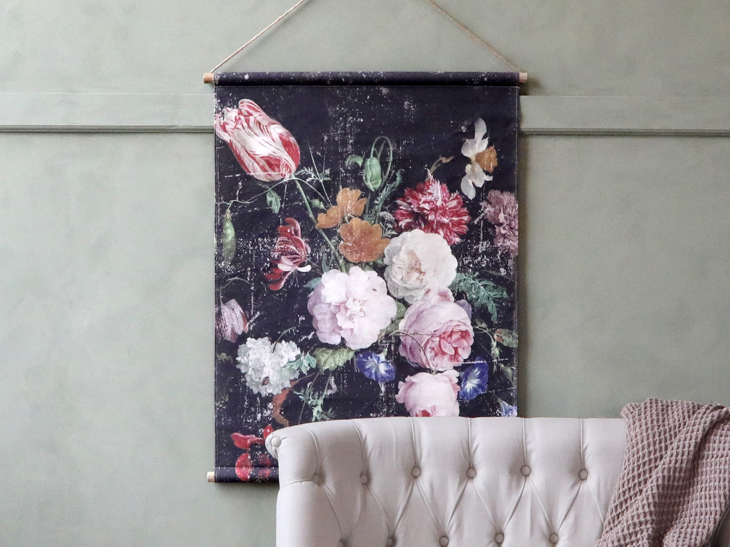 Chic Antique Leinwandbild Stoffbild Leinwandbild zum Hängen floraler Kunstdruck Wandbild Floral, 22193-00 H94x76cm, Leinwandbild