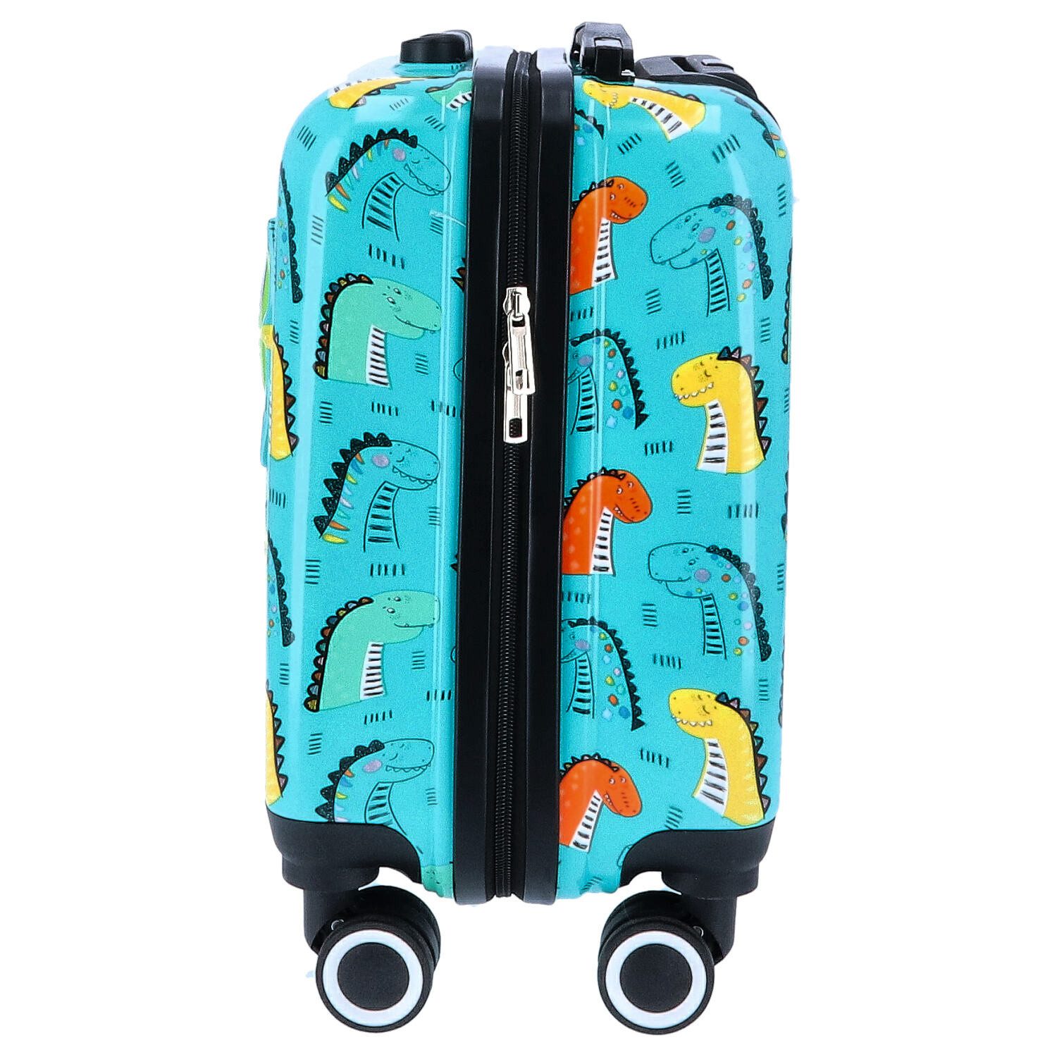 TheTrueC Koffer TheTrueC Kindertrolley 4 Rollen Dino grün