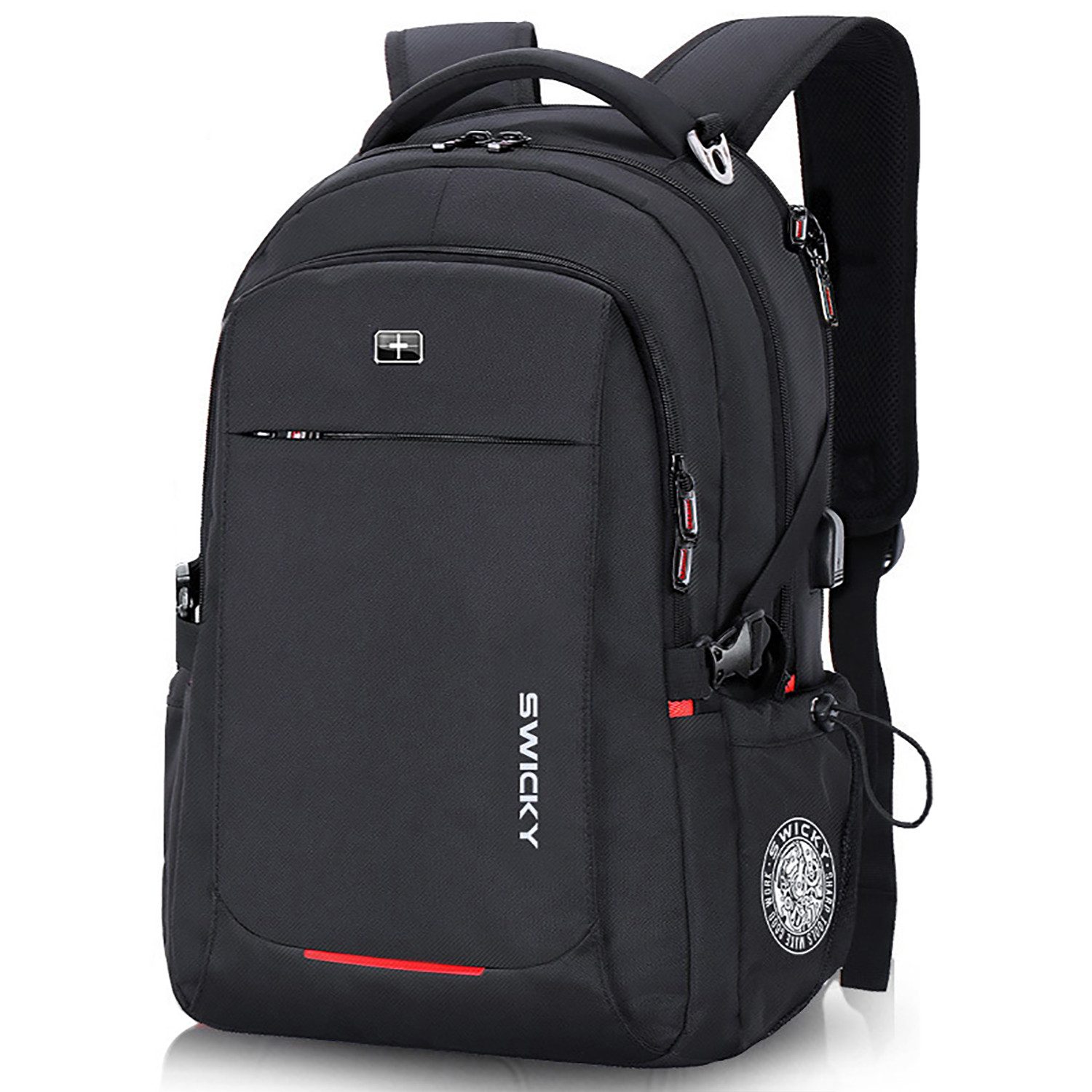 Rhein Beleuchtung Laptoprucksack Laptoprucksack 17 Zoll – Reiserucksack & Arbeitsrucksack Herren (1-tlg., Multifunktionaler Rucksack Herren für Business, Uni & Reisen), Wasserfest & Anti-Diebstahl mit USB-Port – Schulrucksack Teenager