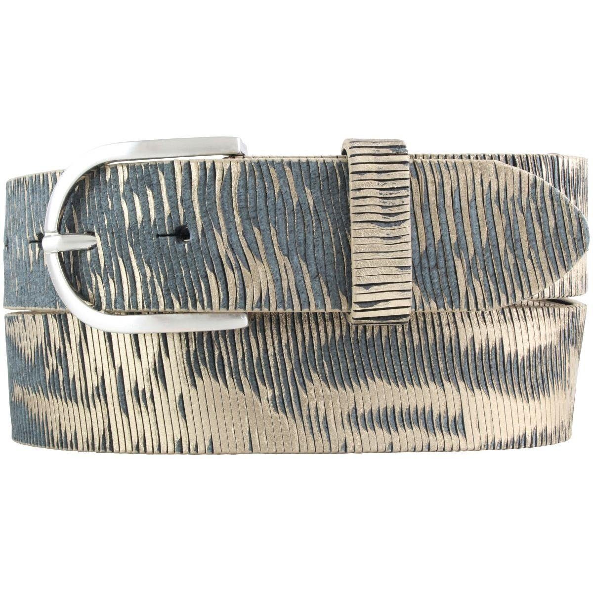 BELTINGER Ledergürtel Damen-Gürtel aus Vollrindleder Metall-Optik 4,0 cm - günstig online kaufen