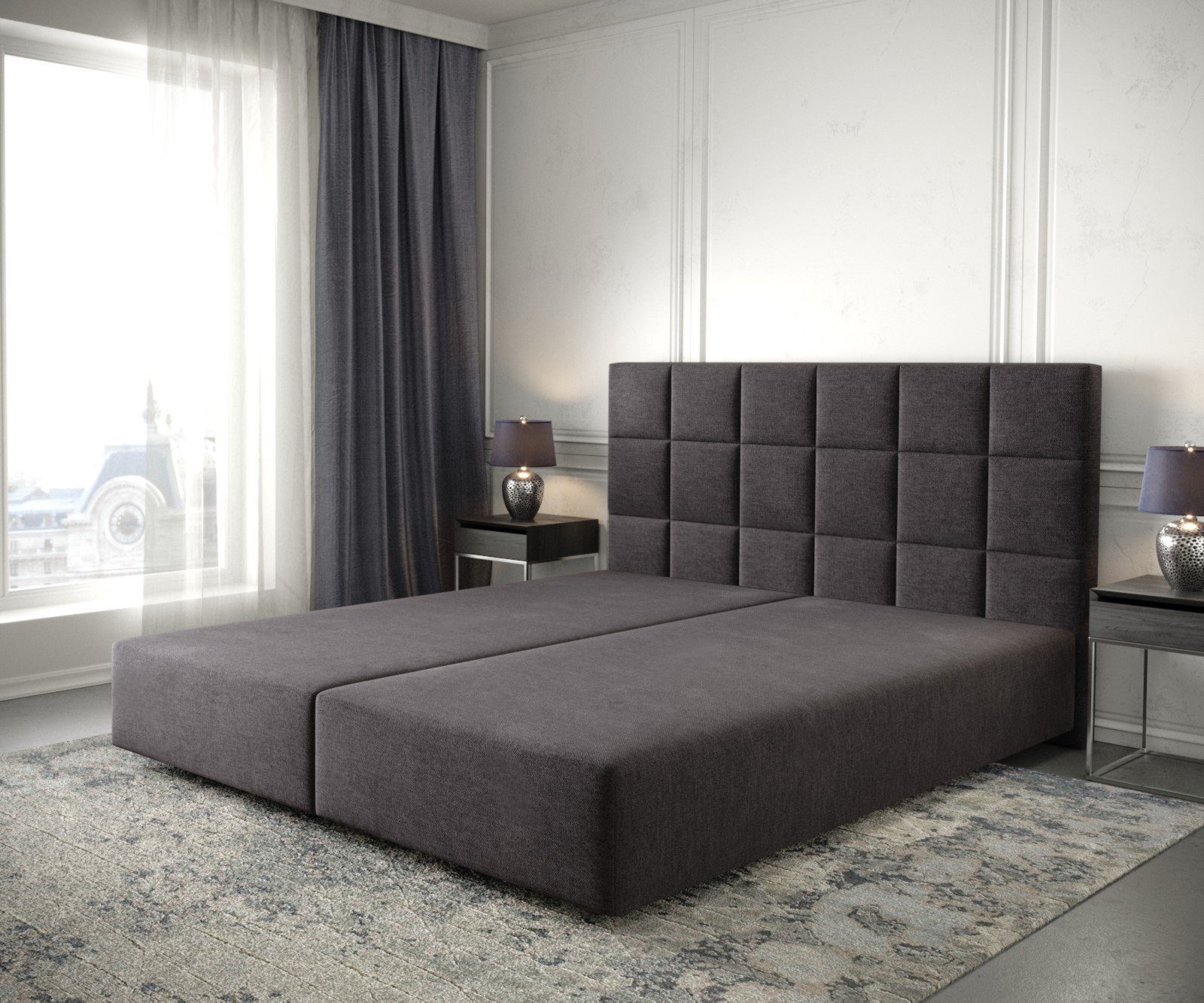 DELIFE Boxspringbett Dream-Fine, Mikrofaser Schwarz 180x200 cm