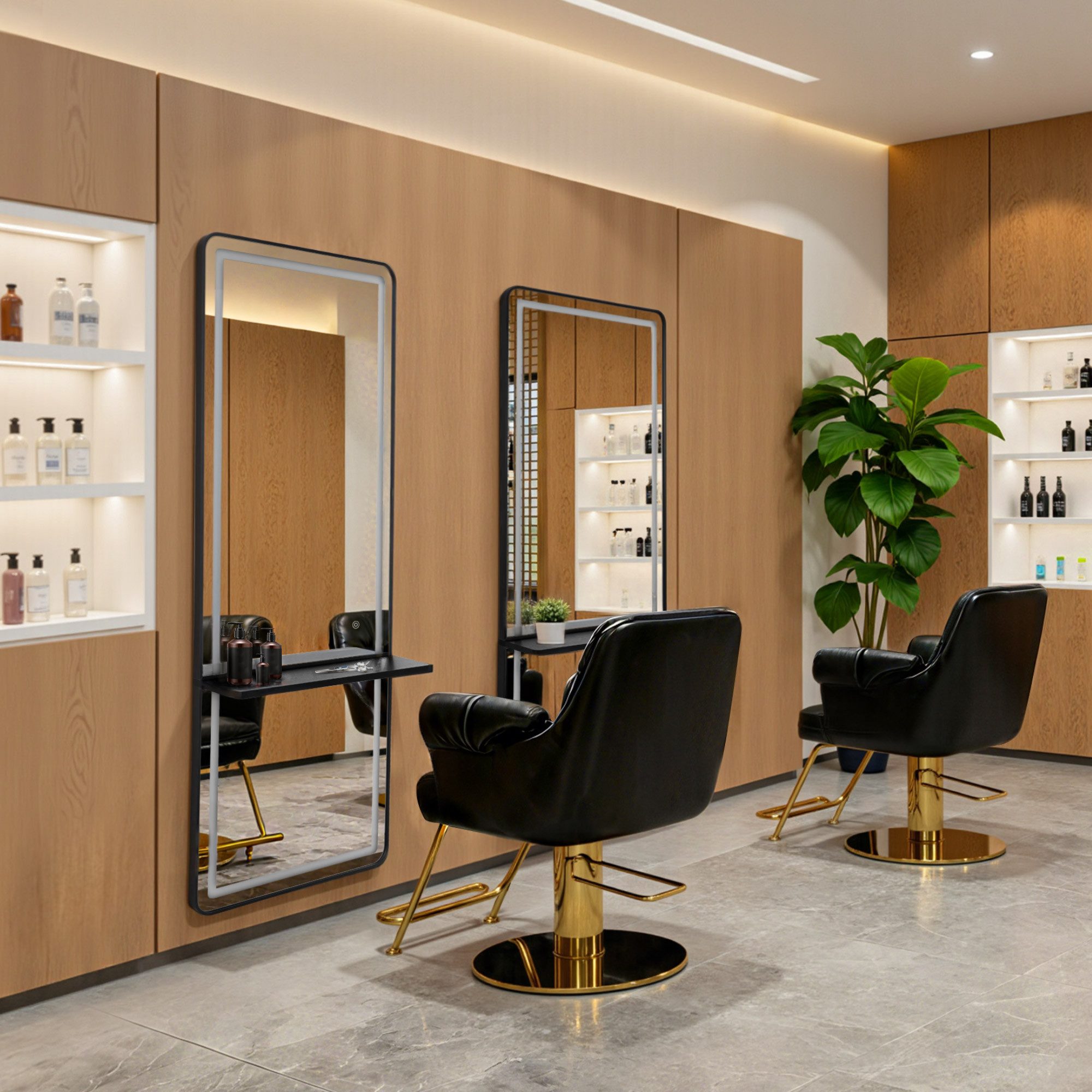 Barberpub Wandspiegel BarberPub Wandspiegel mit Beleuchtung, Ganzkörperspiegel J6270/J6271, mit Aluminiumrahmen, Touch-Schalter, 3 Lichtfarben Dimmbar – Bild 2 von 5
