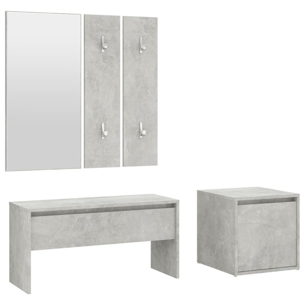 vidaXL Garderoben-Set Garderoben-Set Betongrau Holzwerkstoff