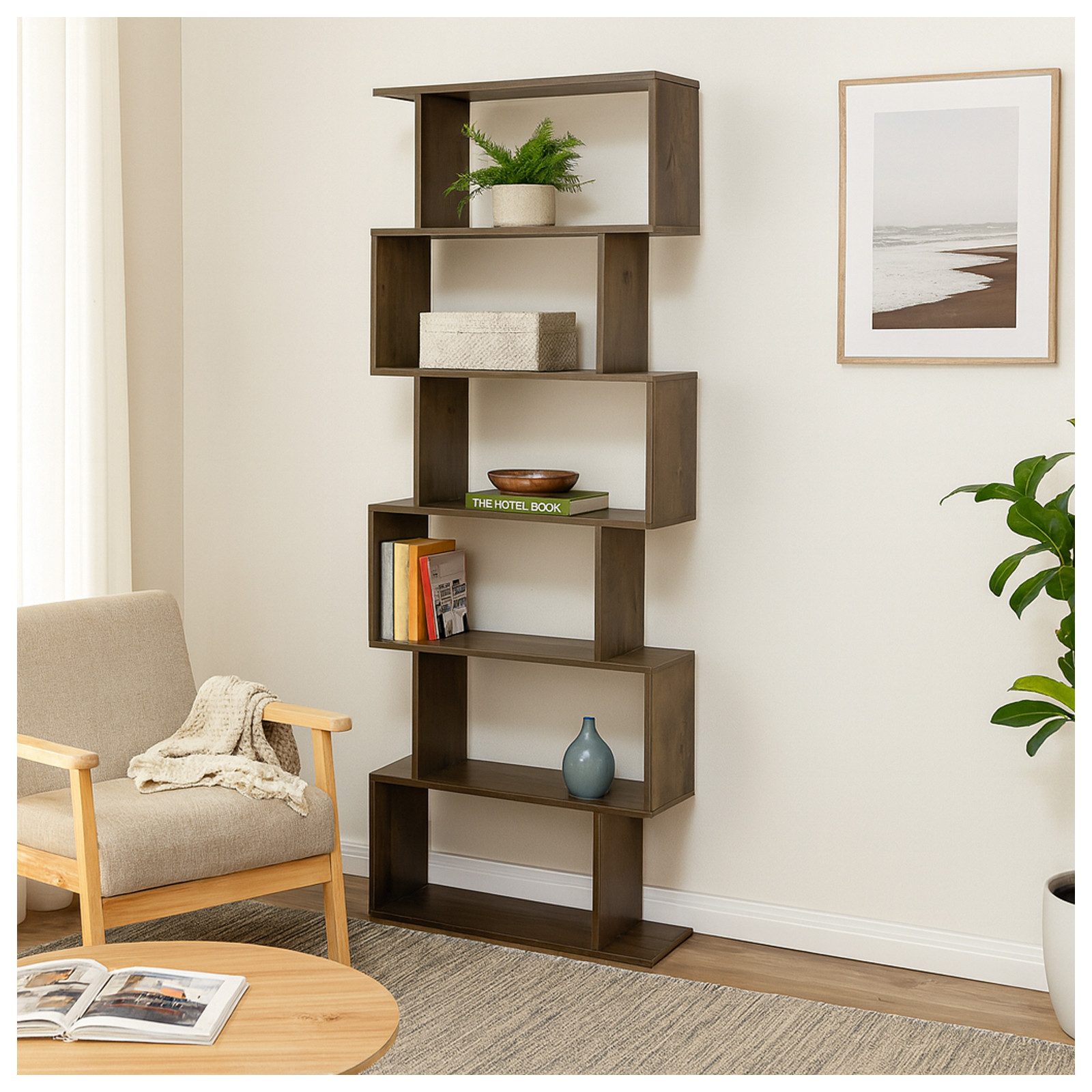 HTI-Living Bücherregal Regal 70x189 Thekla Eiche, Stück 1-tlg., Standregal mit 6 Fächern Raumteiler