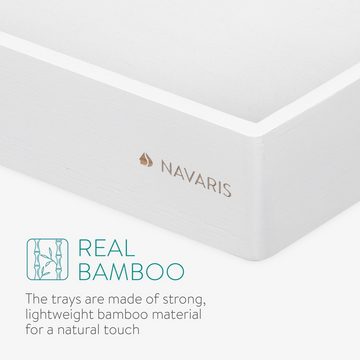 Navaris Tablett Serviertablett - 3x Servierplatte - rechteckig - Tabletttisch, Bambus, (3-tlg)