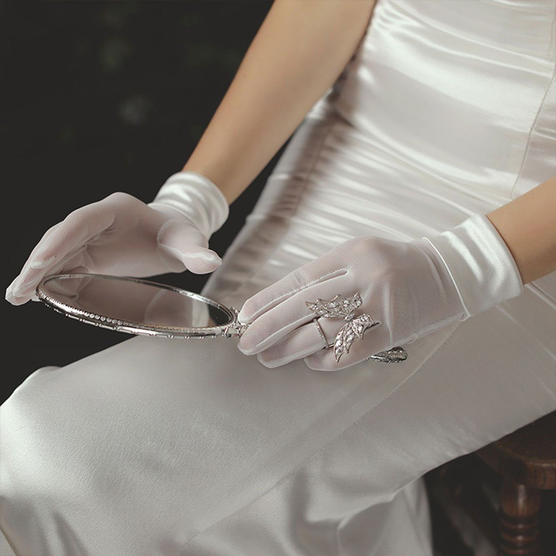 Abendhandschuhe DÖRÖY Handschuhe,Stretch Kleid Satin Premium Handschuhe Braut Hochzeit weiße