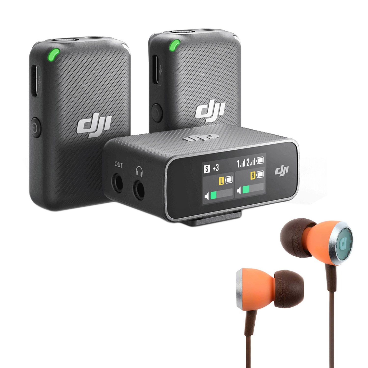 Mikrofon DJI Mic 2-Kanal Mikrofon Funk-System mit Ohrhörer