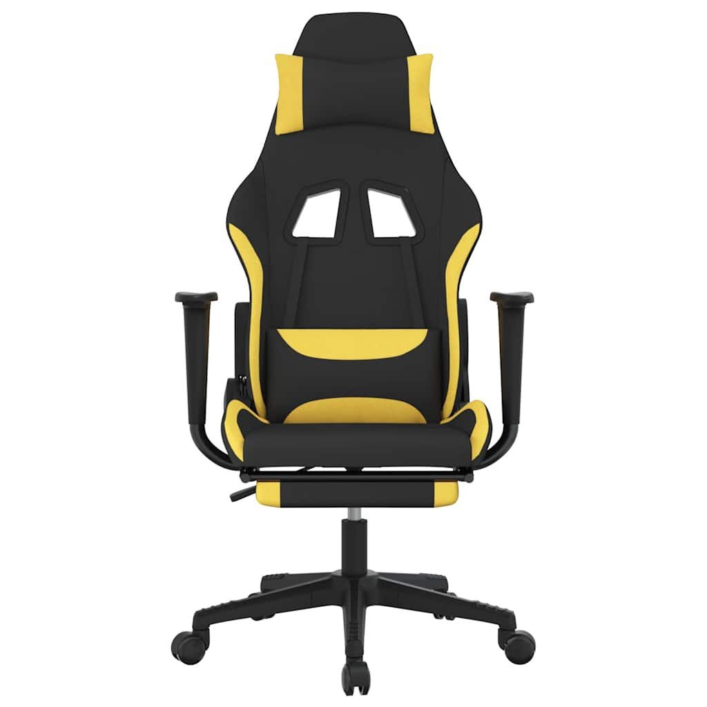 vidaXL Gaming-Stuhl Gaming-Stuhl mit Massage & Fußstütze Schwarz und Gelb Stoff (1 St)