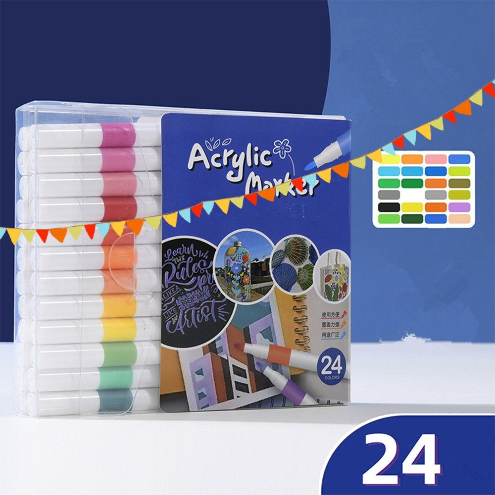 XDeer Lackmarker Acrylstifte für Steine,12/24/36/48/60/72Wasserfest Marker Stifte, für Papier,Leinwand, Glas, Keramik, Holz - Ideal zum Basteln