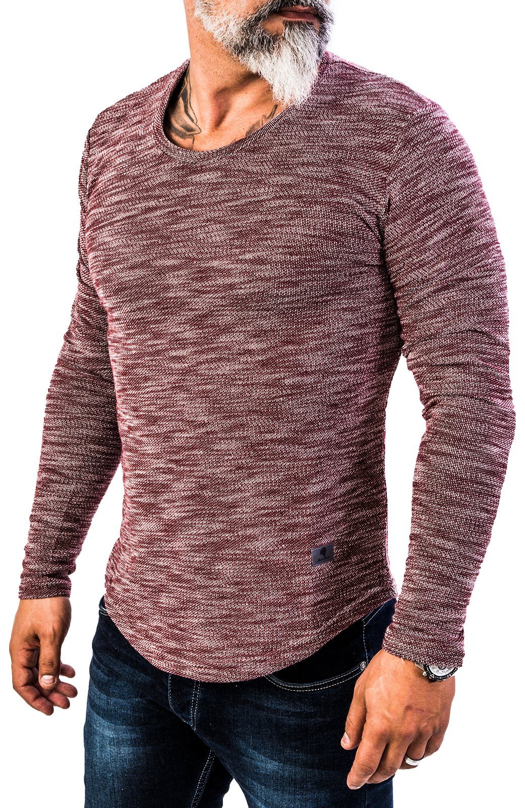 Rock Creek Sweatshirt Herren Weinrot Longsleeve Shirt H-144