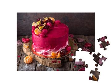 puzzleYOU Puzzle Extravagante Torte in rot mit Wow-Effekt, 48 Puzzleteile, puzzleYOU-Kollektionen Kuchen, Essen und Trinken