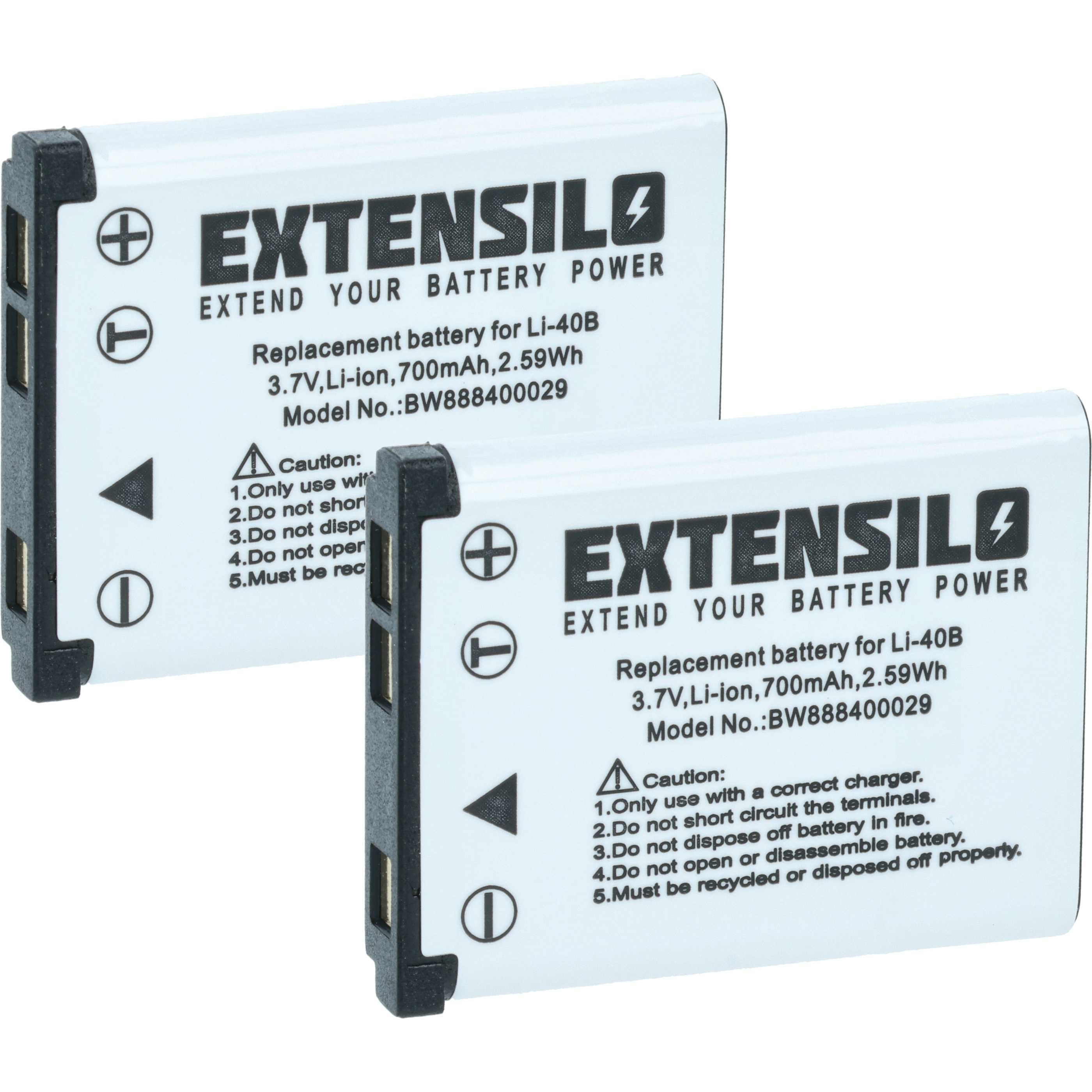 Extensilo Akku Ersatz für Fujifilm NP-45A, NP-45, NP-45B, NP-45S für Kamera / Kamera-Akku Akku Li-Ion 700 mAh (3,7 V, 2 St), Leistungsfähige Austausch-Akkus für Digitalkamera, Spiegelreflexkamera