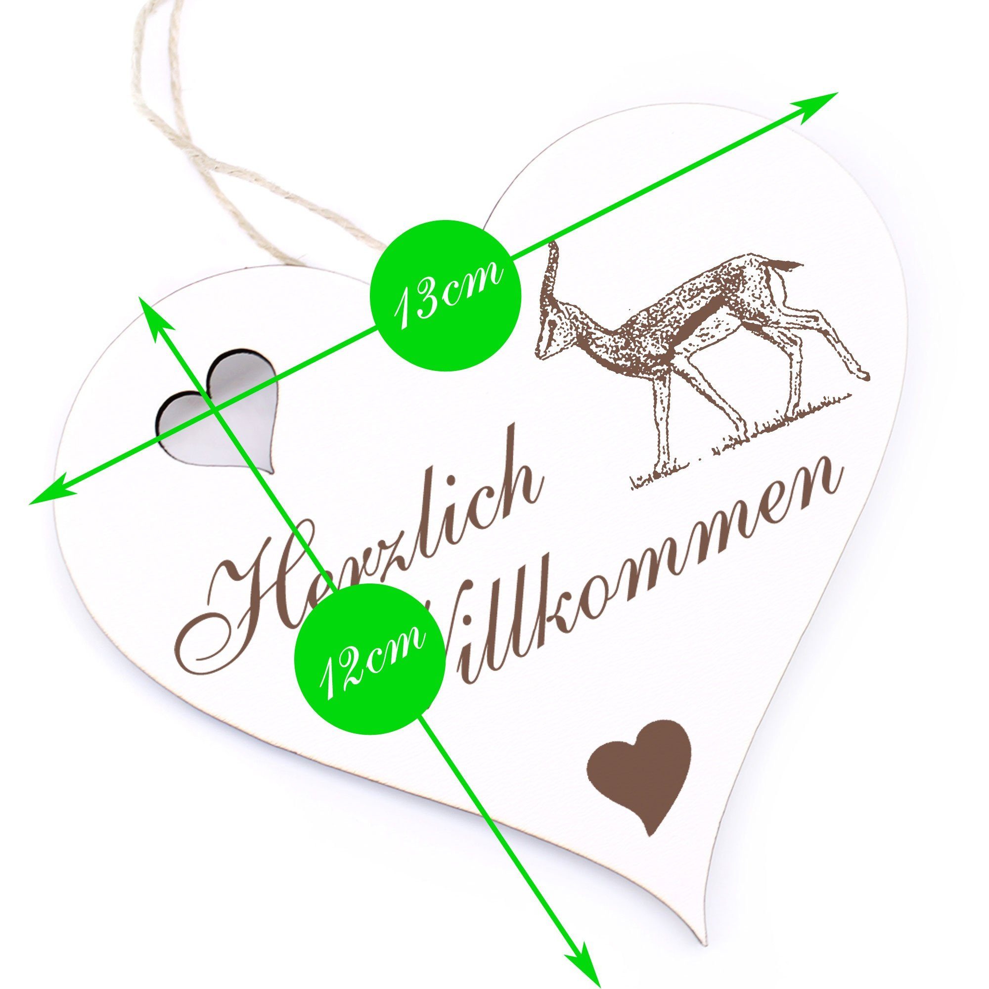 13x12cm Willkommen Herzlich - Gazelle Dekolando Hängedekoration -