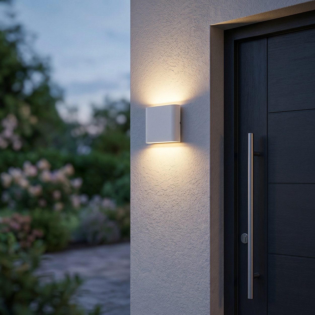 hofstein Außen-Wandleuchte Außenwandlampe aus Metall/Kunststoff in Weiß, LED wechselbar, 3000 Kelvin, moderne Wandleuchte für Garten, 6 Watt, 700 Lumen, 3000 Kelvin, IP65