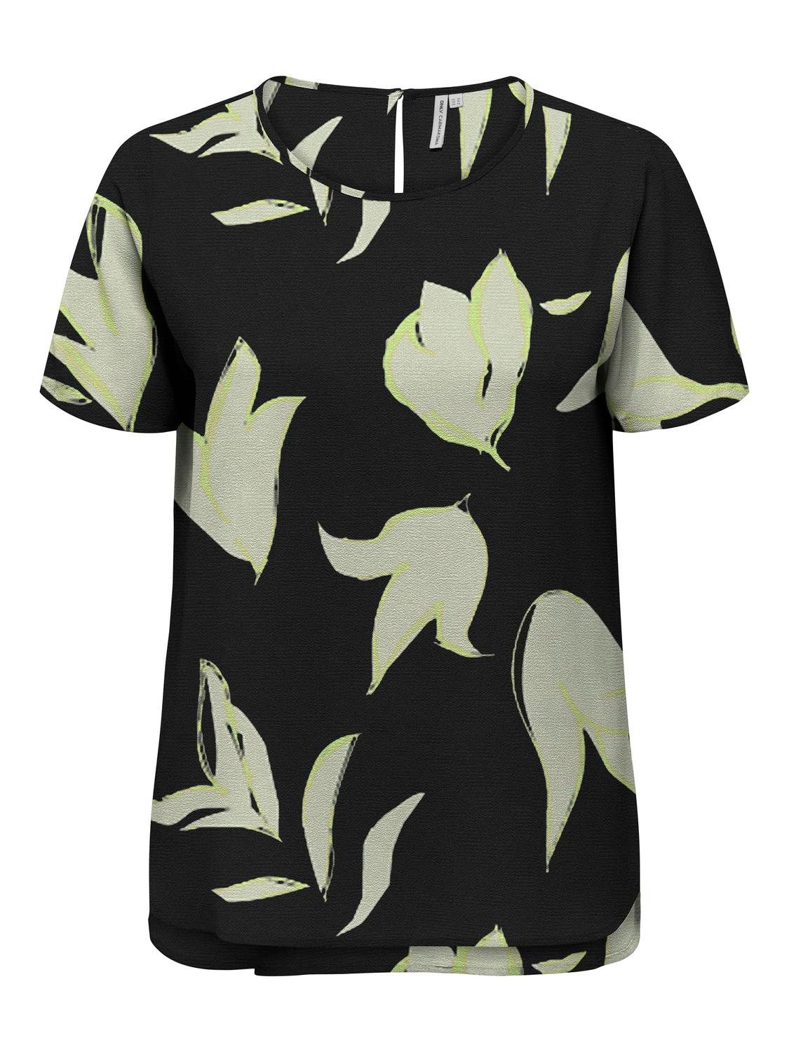 ONLY CARMAKOMA Blusenshirt Kurzarm Design Bluse Plus Size Curvy Shirt CARVICA Übergröße (1-tlg) 3906 in Schwarz-Gelb