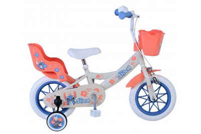 Volare Kinderfahrrad Disney Stitch Kinderfahrrad 12 Zoll, Blau, (1-tlg), Hupe, höhenverstellbarer Sattel und Lenker, Stützräder, Puppensitz