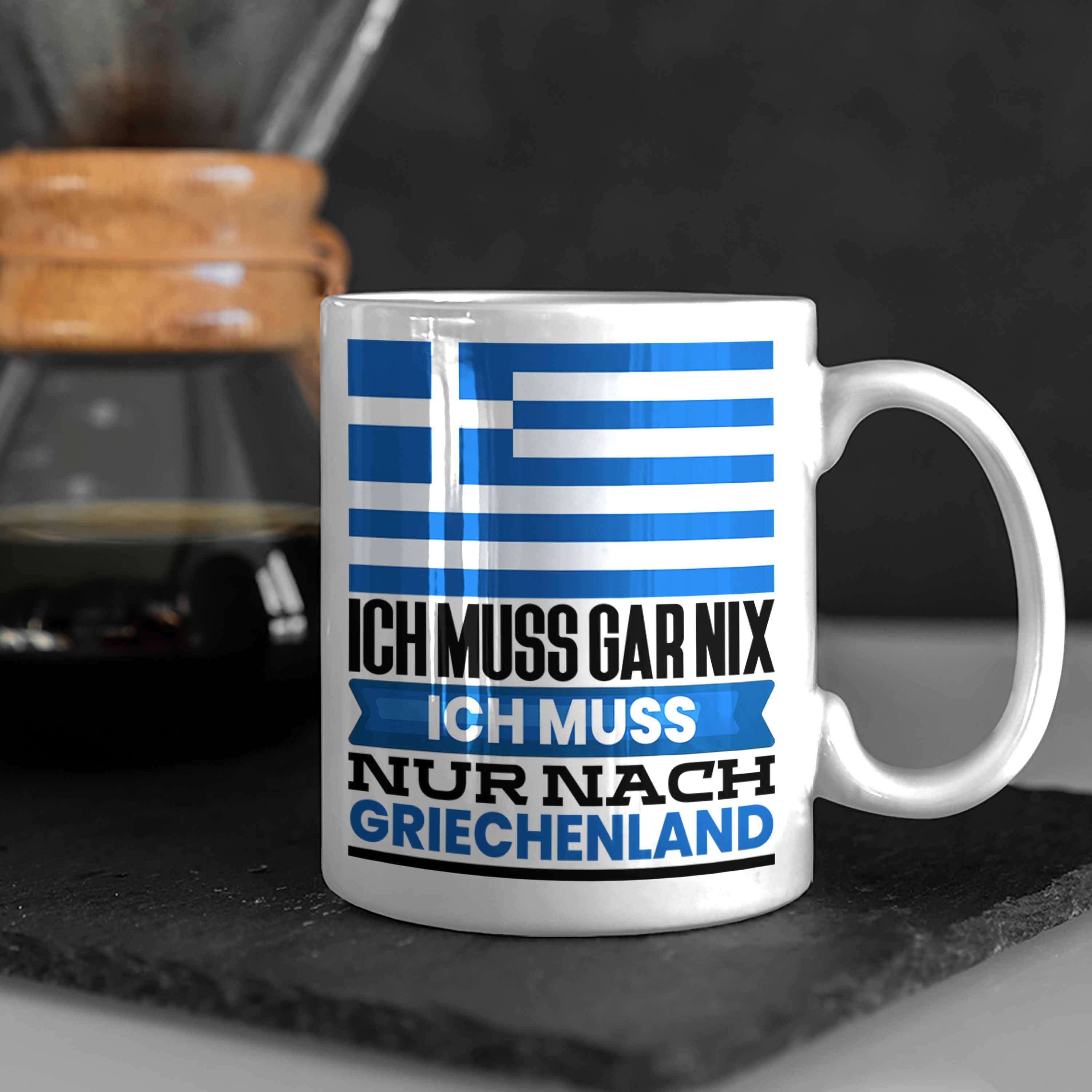 Trendation Tasse Griechenland Tasse Geschenk Urlaub Geschenkide Geburtstag Weiss für Griechen
