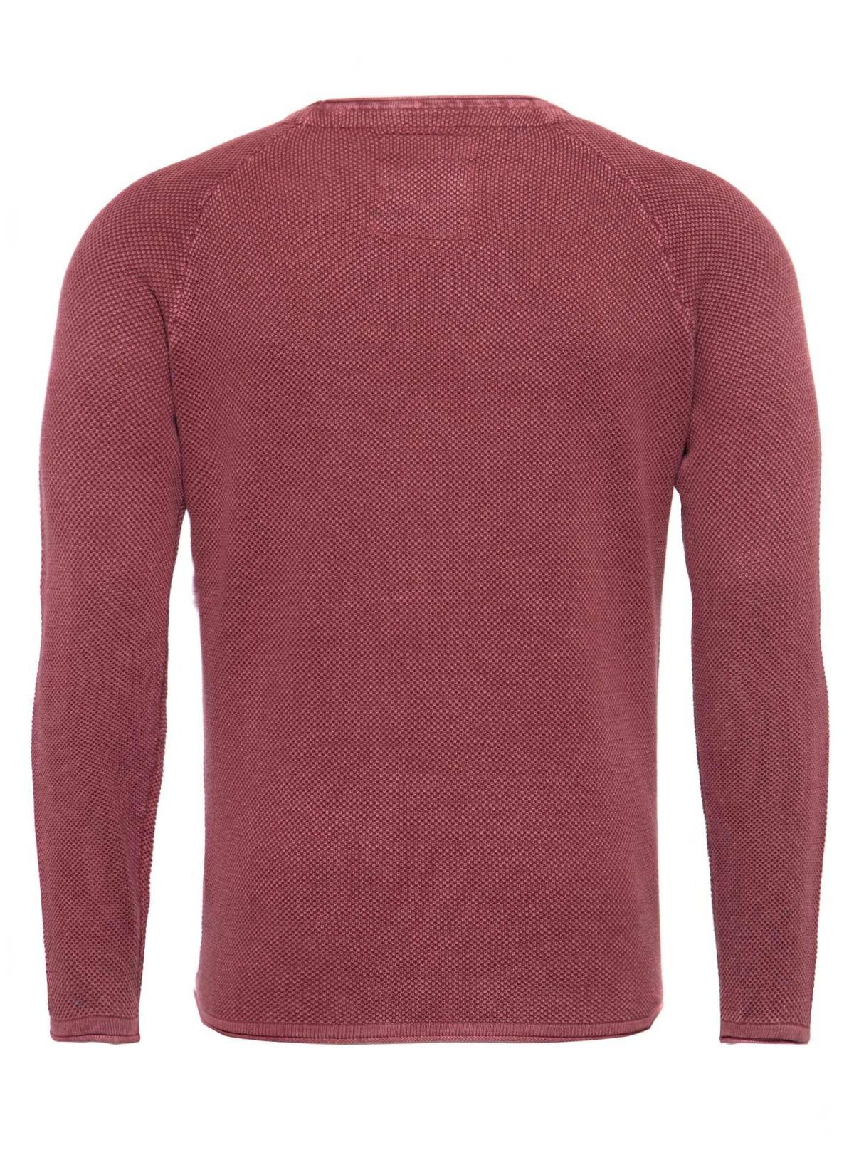 Largo Herren körperbetont bordeaux Key red Thomas Strickpullover (1303) für FMST00044 Feinstrick