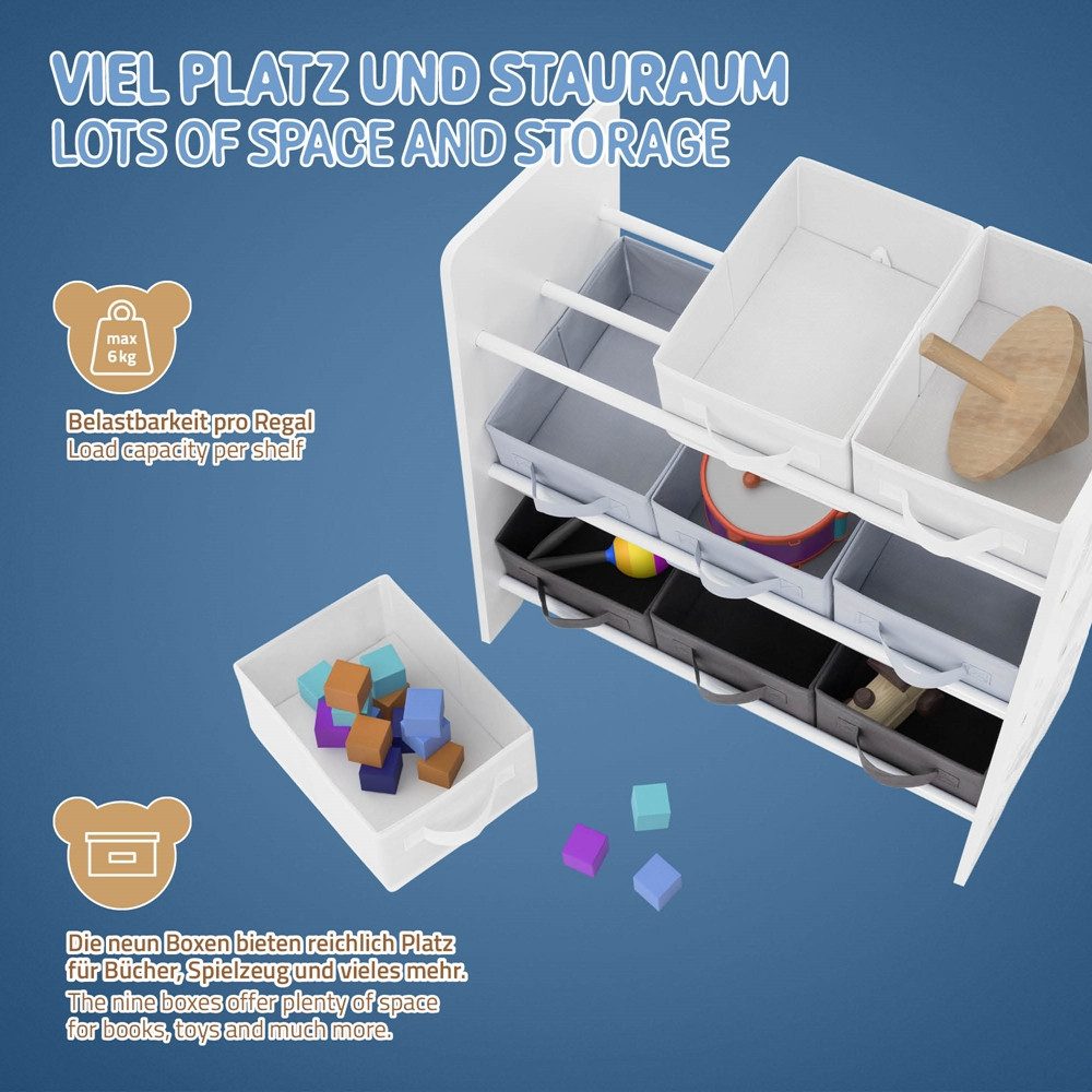 Joyz Spielzeugtruhe Kinderregal Kindermöbel Kinderzimmerregal Spielzeug Spielzimmer Möbel, Weltraum Bücherregal mit 9 Boxen & 3 Etagen Pressspan / Vlies – Bild 5 von 5
