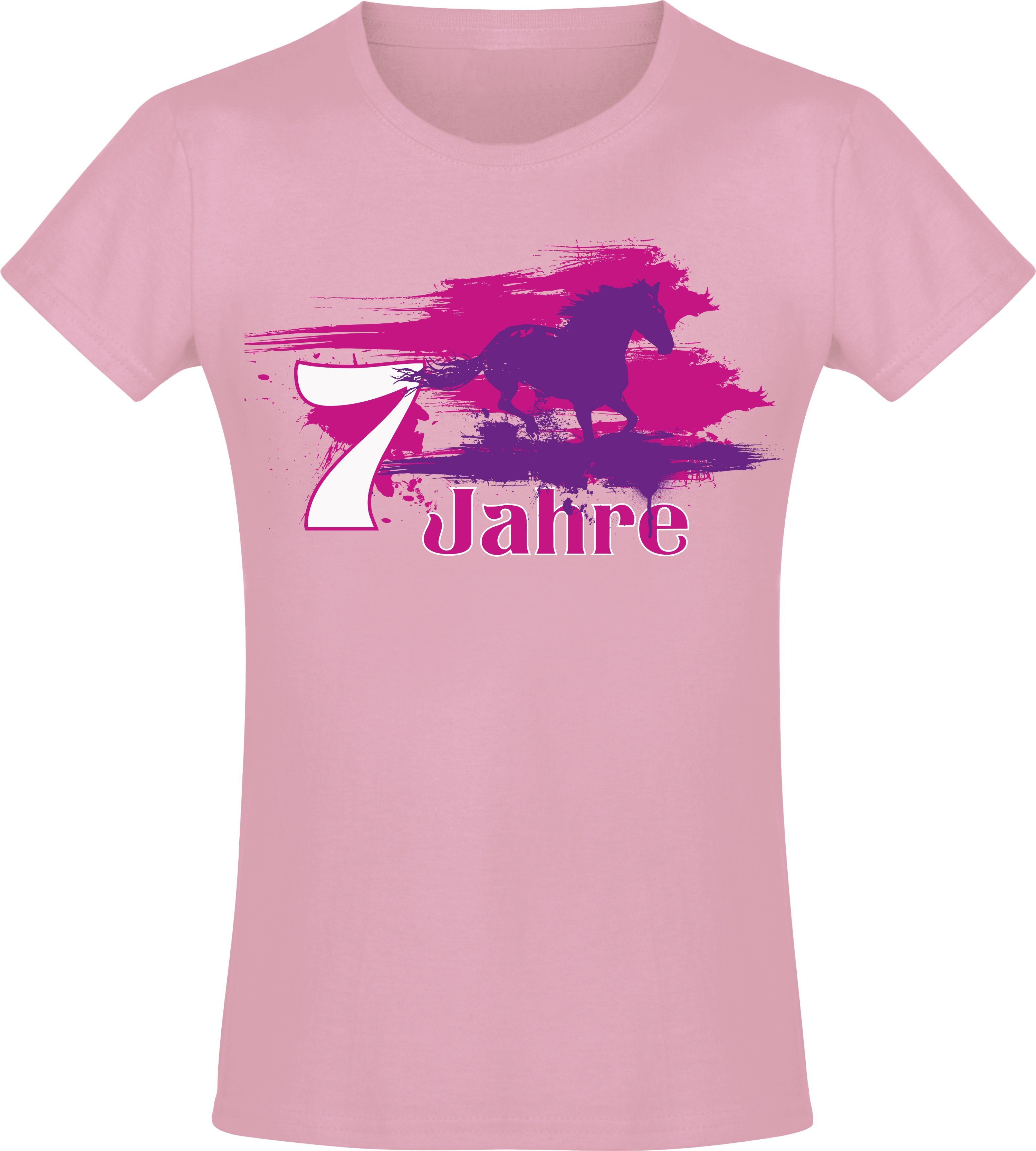 Print-Shirt Geburtstagsgeschenk für Mädchen: "Geburtstagspferd 7 Jahre"
